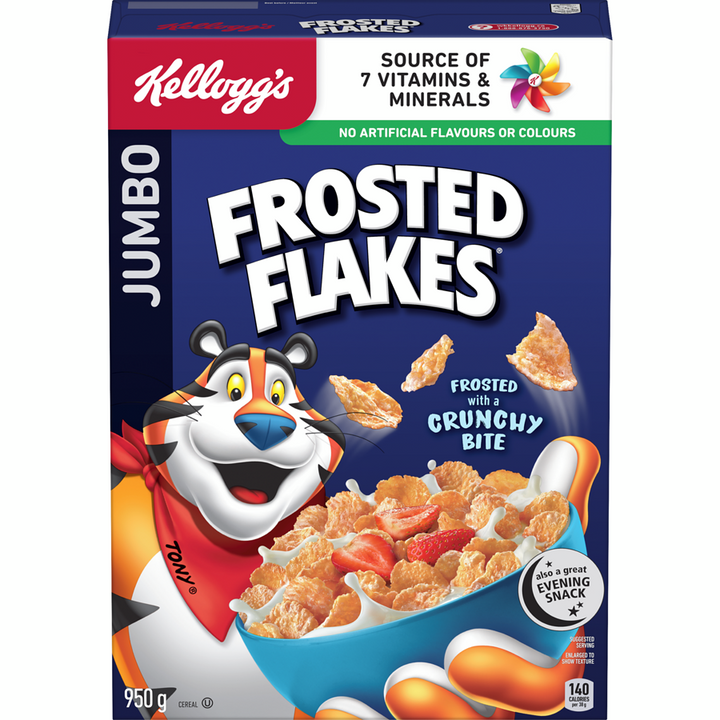 Kelloggs - Frosted Flakes Cereal Jumbo - 950 g - Canadian Distribution