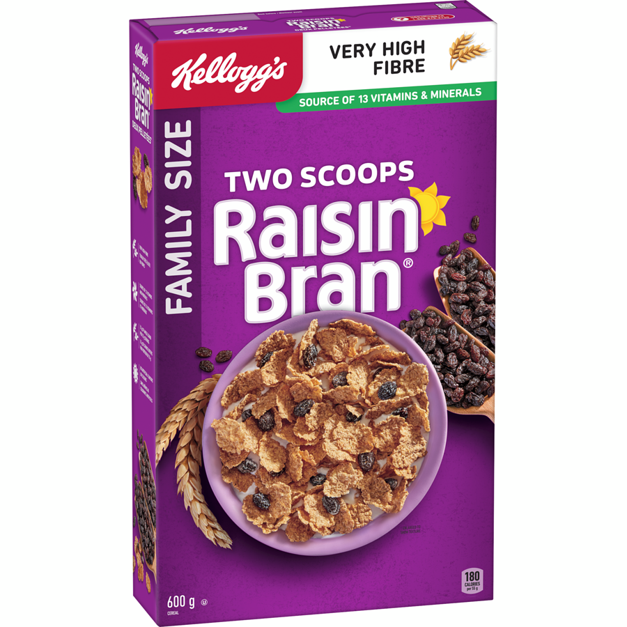 Kelloggs - Raisin Bran Cereal Family Size - 600 g - Canadian Distribution