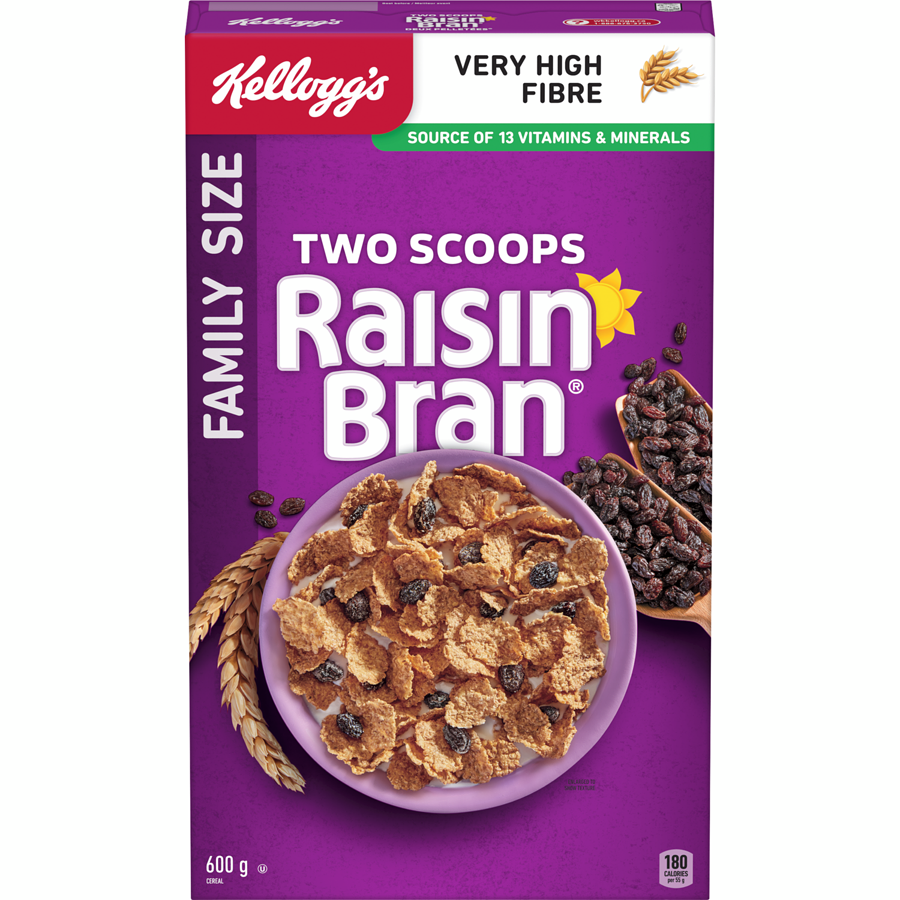 Kelloggs - Raisin Bran Cereal Family Size - 600 g - Canadian Distribution