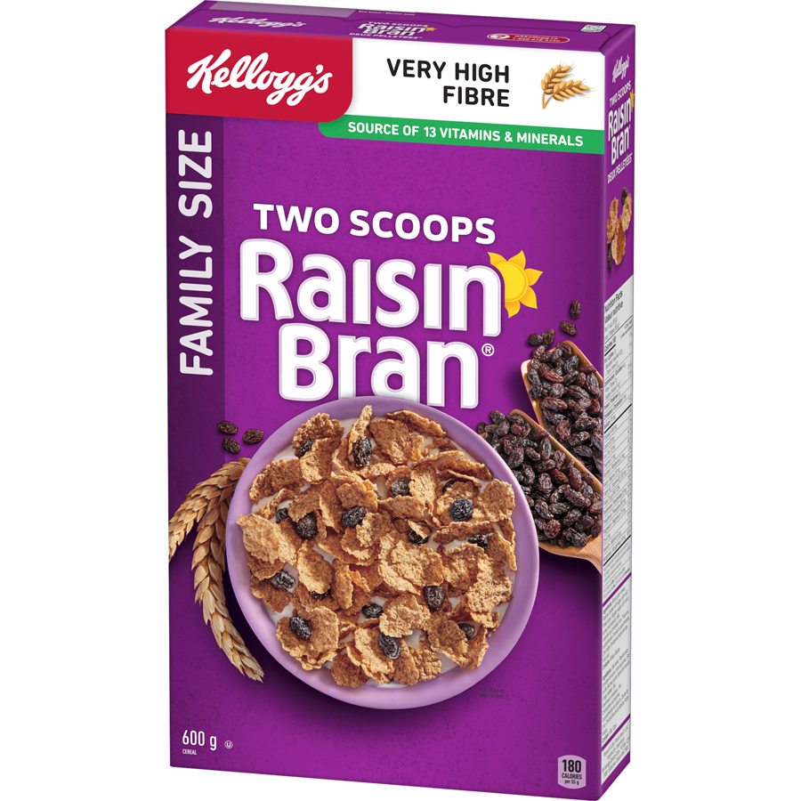 Kelloggs - Raisin Bran Cereal Family Size - 600 g - Canadian Distribution