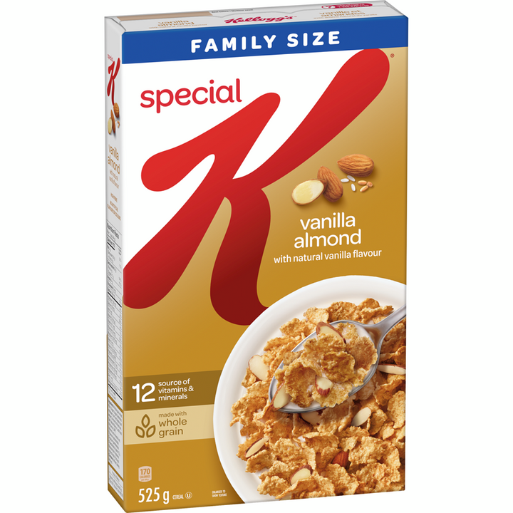 Kelloggs - Special K Cereal Vanilla Almond Family Size - 525 g - Canadian Distribution