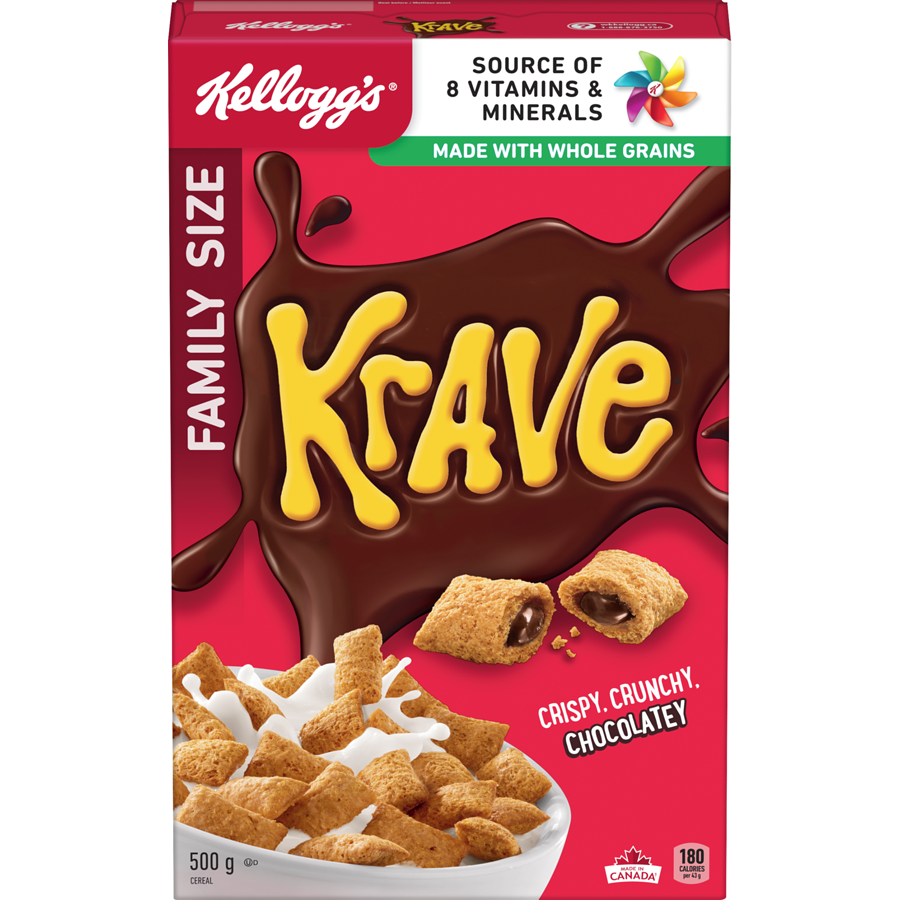 Kelloggs - Krave Cereal Family Size - 500 g - Canadian Distribution