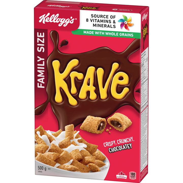 Kelloggs - Krave Cereal Family Size - 500 g - Canadian Distribution