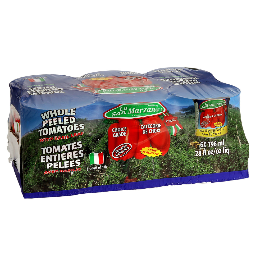La San Marzano Whole Peeled Italian Tomatoes - 24 × 796 mL - Grocery and Food Items - Canadian Distribution