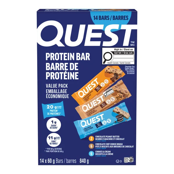 Variety Pack Protein Bars - 56 x 60 g - Quest - Canadian Distribution