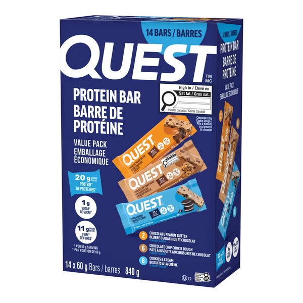 Variety Pack Protein Bars - 56 x 60 g - Quest - Canadian Distribution - Ships Free Within Canada on Orders Above CAD $199