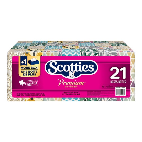 Scotties Premium Facial Tissues - Pack of 21 - Grocery and Food Items - Canadian Distribution