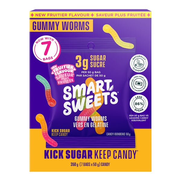 Gummy Worms - 28 x 50 g - Smart Sweets - Canadian Distribution