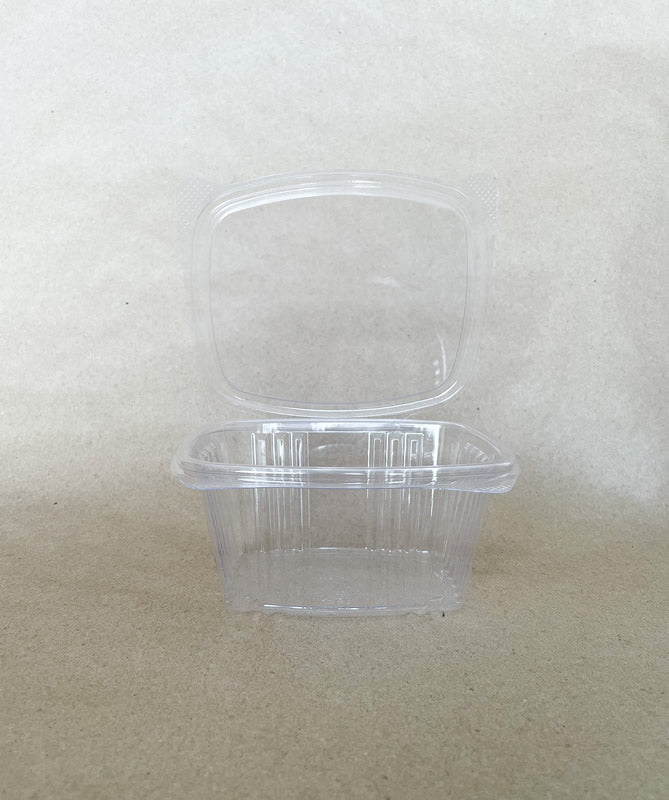 16oz. PLA Rectangular Deli Container Hinged Lid 200cs BPI - Disposable Take Away Food Packaging - Canadian Distribution
