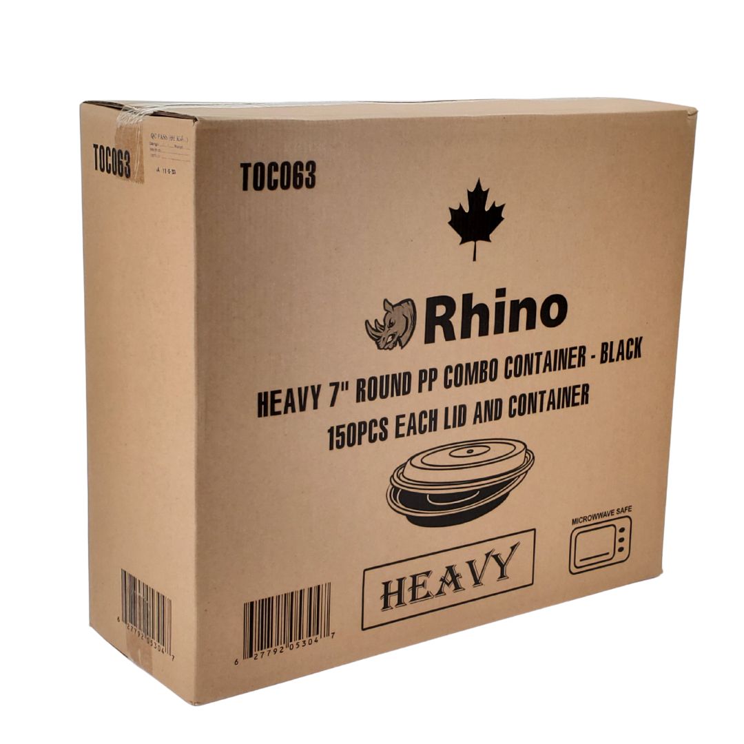 Rhino - Heavy 7" Round PP Combo Container - Black