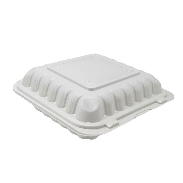 Eco-Craze - MFPP Clamshell Container - 8x8x2.8"- 1 Compt - White