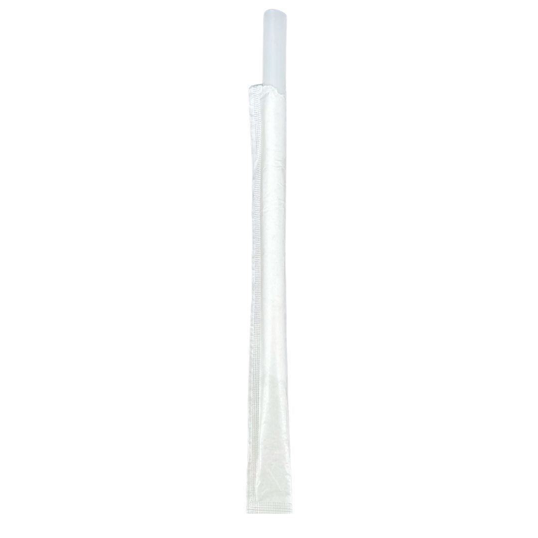 Value+ - 8" White Plastic Straw - Bubble Tea - Sharp End - White - 12 mm