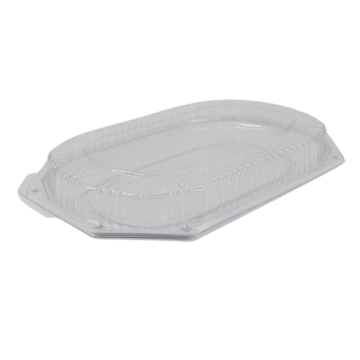 Value+ - 17.32"x11.22" Oval Catering Platter - Combo - White/Clear PET