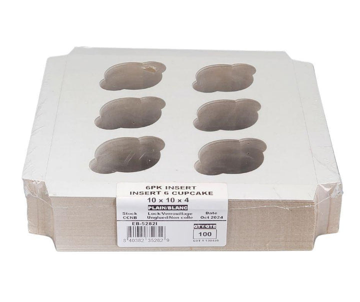EB - 10 x 10 x 4 - Empiècement pour cupcakes (6 unités) - Blanc - 5282I