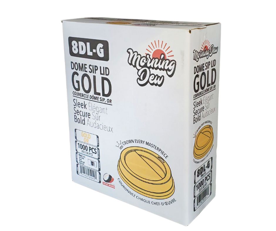 Morning Dew - Dome Sip Lid for 8oz Tall Hot Paper Cups - Gold - 20 x 50 count