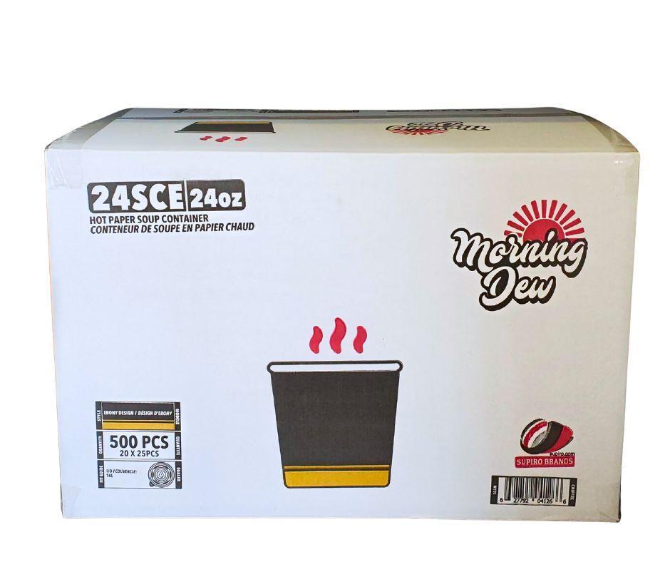 Morning Dew - 24 oz Paper Soup Container - Ebony Print - 20 x 25 count