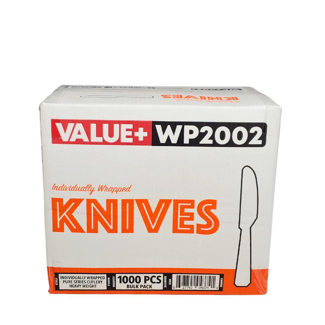 Value+ - Heavy - Plastic Knives - White - Ind. Wrapped - 1000 count