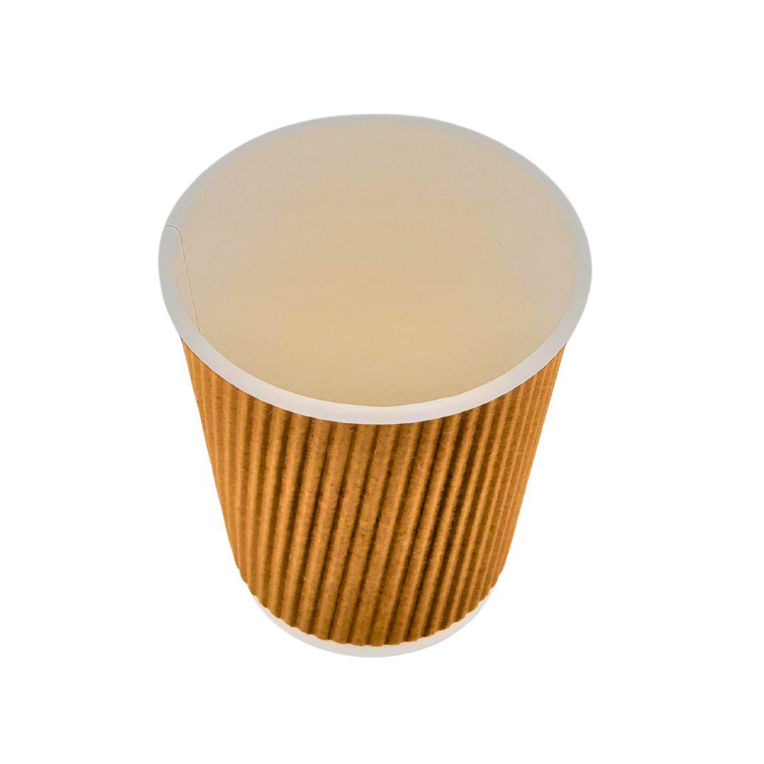 Morning Dew - 8 oz Tall Hot Paper Cup - Ripple - Kraft - 20 x 25 count