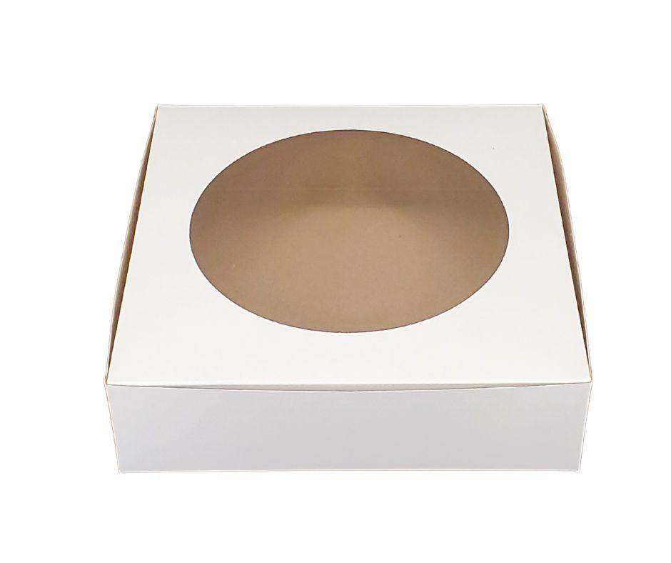 EB - Boîtes à gâteaux blanches - Avec fenêtre - 9x9x2.5 (Boîte à tarte)