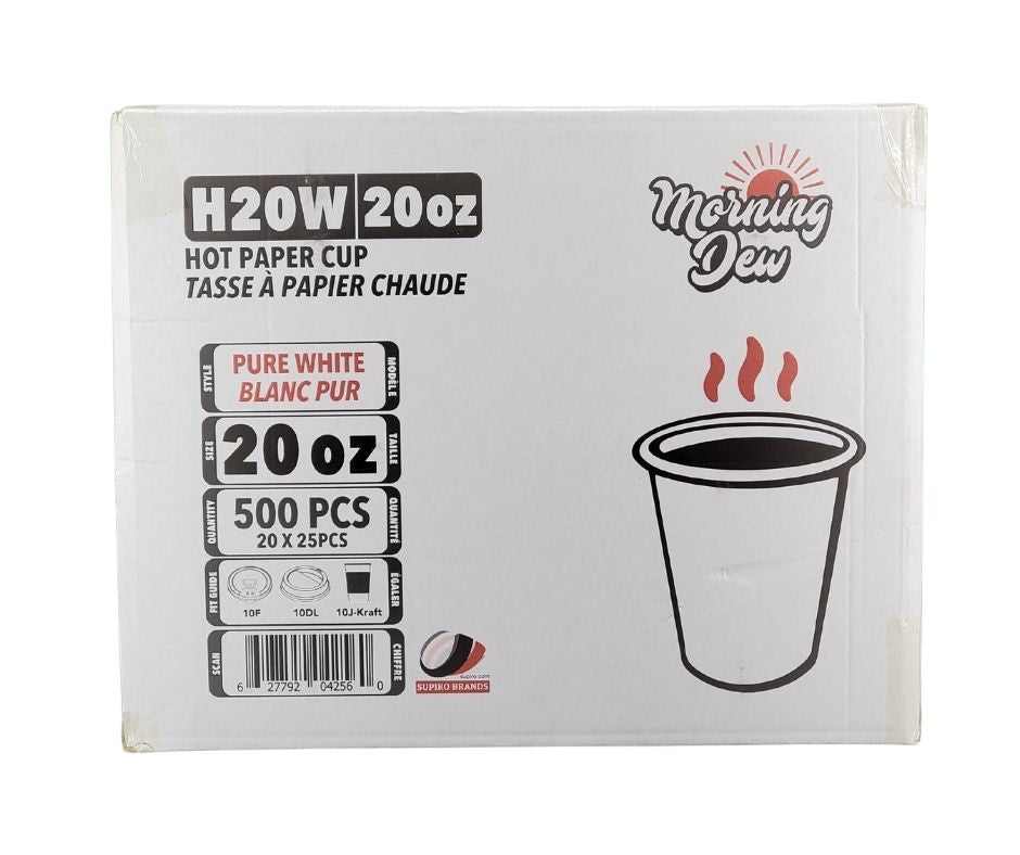 Morning Dew - 20 oz Hot Paper Cups - White - 20 x 25 count