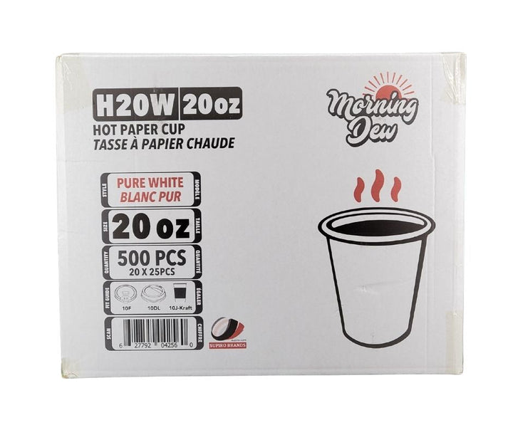 Morning Dew - 20 oz Hot Paper Cups - White - 20 x 25 count