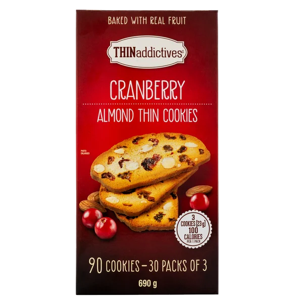 Cranberry Almond Thin Cookies - 4 x 690 g - THINaddictives - Canadian Distribution