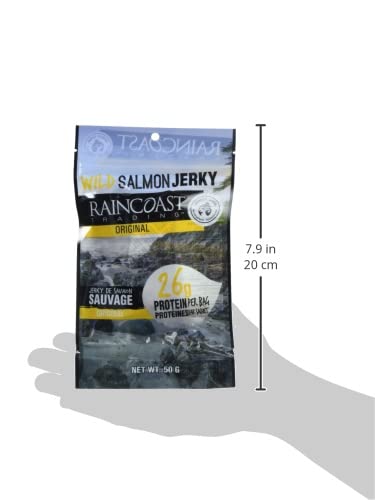 RAINCOAST TRADING CO Original Wild Salmon Jerky, 2 x 50g - Canadian Distribution - Ships Free Within Canada on Orders Above CAD $199