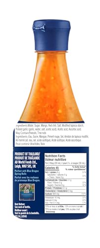 Blue Dragon Mango Sweet Chili Sauce 2 x 310ml – Real Mango & Thai Chilies, Non-GMO - Canadian Distribution - Ships Free Within Canada on Orders Above CAD $199