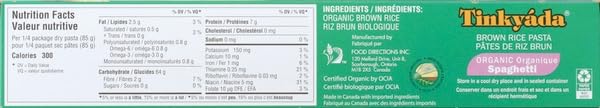 TINKYADA Organic Brown Rice Spaghetti, 2 x 340g - Canadian Distribution - Ships Free Within Canada on Orders Above CAD $199