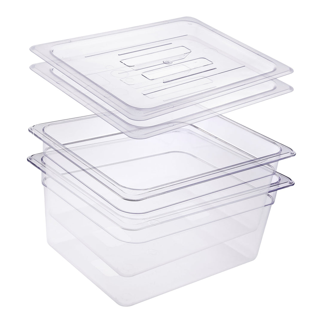 Sagetra Half-size x 15.2 cm (6 in) Deep Polycarbonate Food Pan with Lid, Pack of 2 - Restaurant Equipment and Smallwares - Canadian Distribution