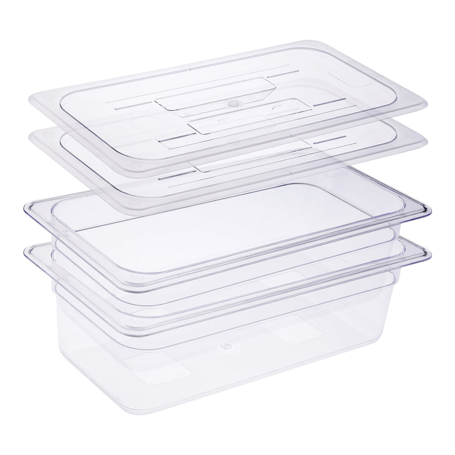 Sagetra 1/3 Size x 10.16 cm (4 in) Deep Polycarbonate Food Pan with Lid, Pack of 2 - Restaurant Equipment and Smallwares - Canadian Distribution