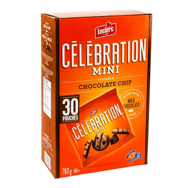 Celebration Mini Chocolate Chip Cookies - 120 x Packs - Leclerc - Canadian Distribution - Ships Free Within Canada on Orders Above CAD $199
