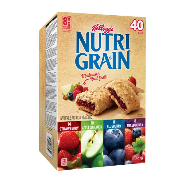 Barres Nutri-Grain assorties - 160 barres de 37 g - Kellogg's - Distribution canadienne - Livraison gratuite au Canada pour les commandes de plus de 199 $ CA