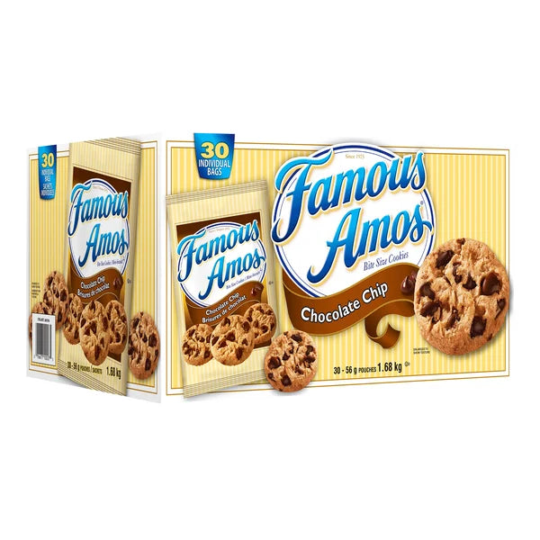 Chocolate Chip Cookies - 120 × 56 g - Famous Amos - Canadian Distribution - Ships Free Within Canada on Orders Above CAD $199