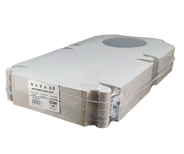 EB - Boîtes à gâteaux blanches - Avec fenêtre - 9x9x2.5 (Boîte à tarte)