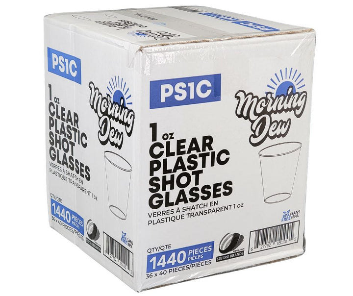 Morning Dew - 1oz Clear Plastic Shot Glass - 36 x 40 count
