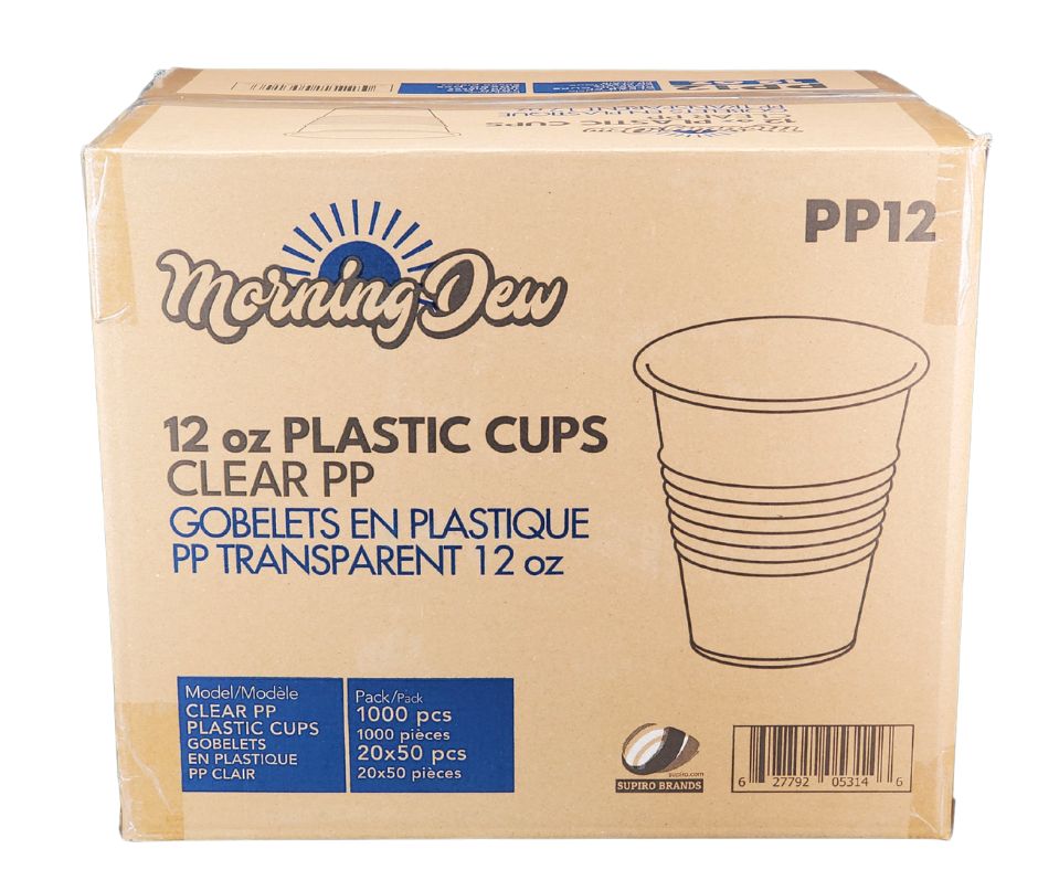 Morning Dew - 12oz Translucent Cups - Plastic - 20 x 50 count