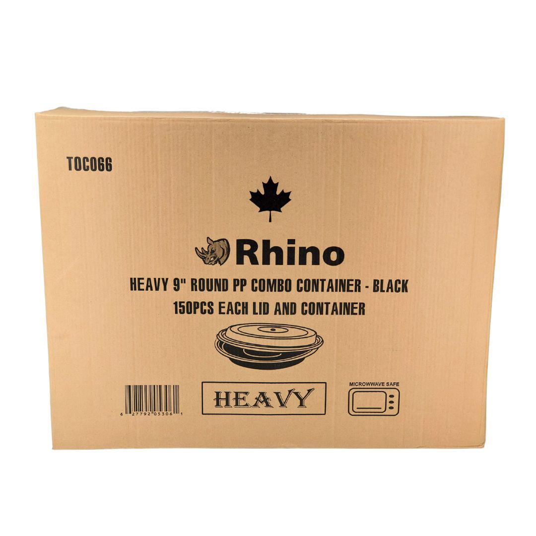 Rhino - Heavy 9" Round PP Combo Container - Black