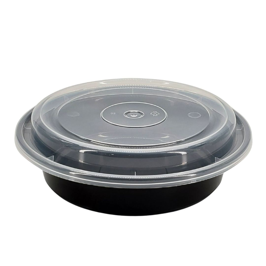 Rhino - Heavy 7" Round PP Combo Container - Black