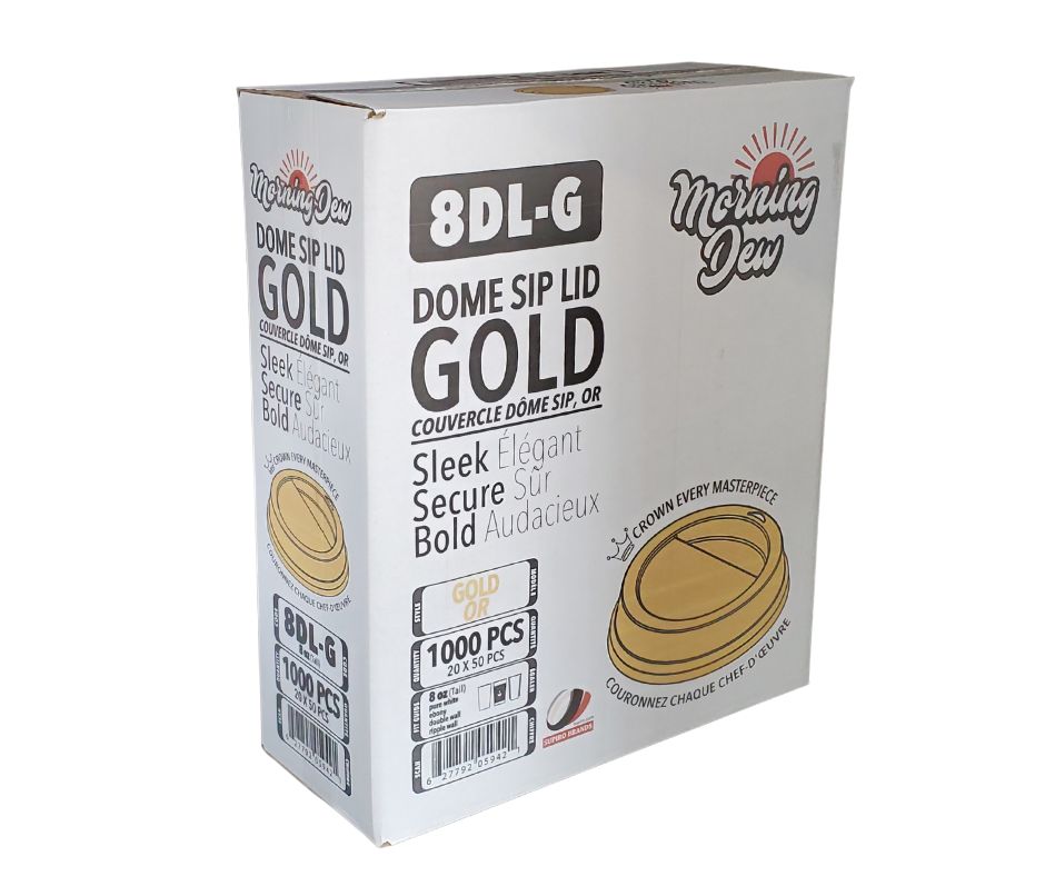 Morning Dew - Dome Sip Lid for 8oz Tall Hot Paper Cups - Gold - 20 x 50 count