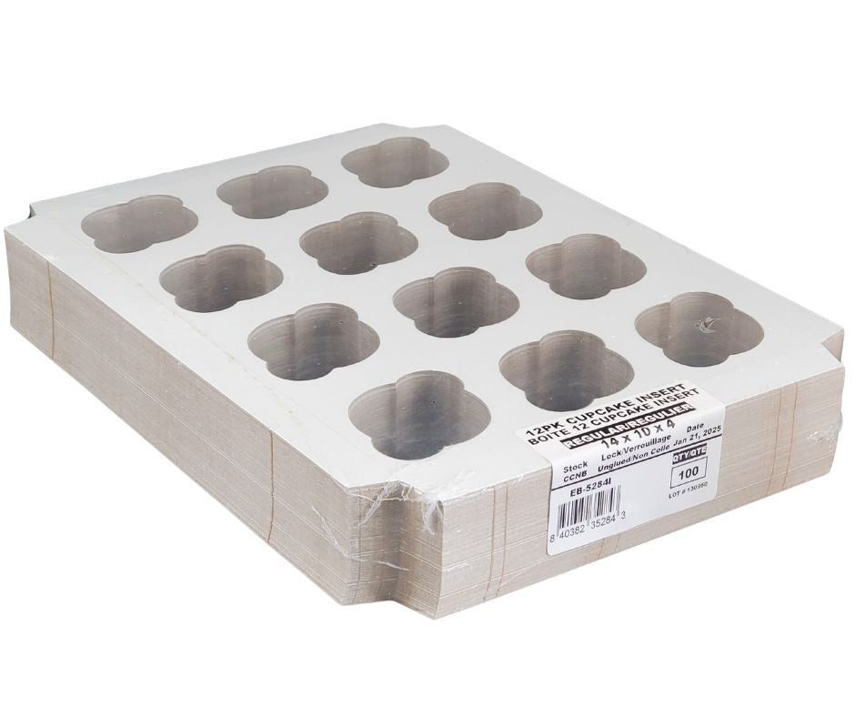 EB - 14 x 10 x 4 - Boîte à cupcakes avec insert pour 12 cupcakes - Blanc - 5284I