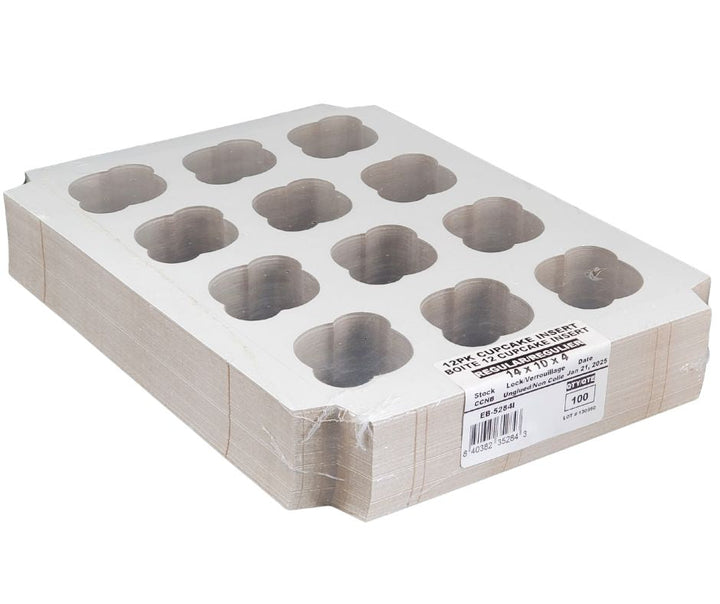 EB - 14 x 10 x 4 - Boîte à cupcakes avec insert pour 12 cupcakes - Blanc - 5284I