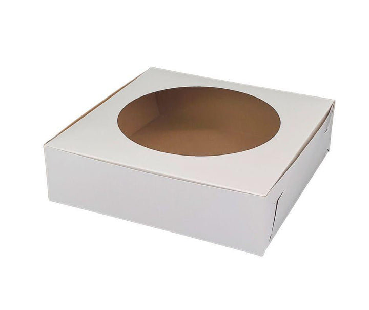 EB - Boîtes à gâteaux blanches - Avec fenêtre - 9x9x2.5 (Boîte à tarte)