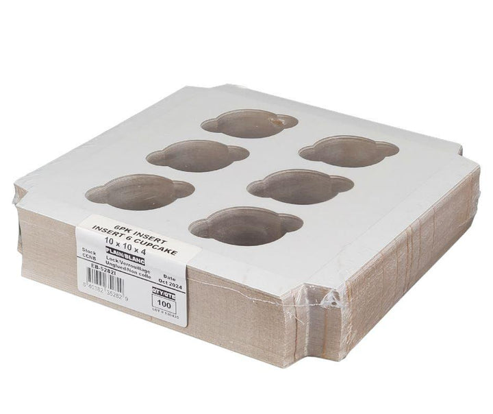EB - 10 x 10 x 4 - Empiècement pour cupcakes (6 unités) - Blanc - 5282I