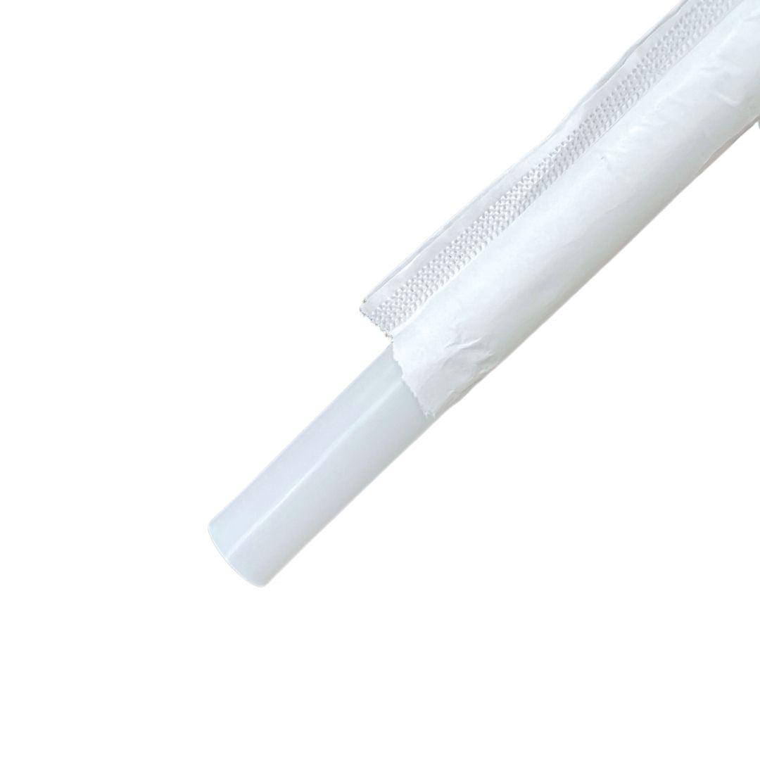 Value+ - 8" White Plastic Straw - Bubble Tea - Sharp End - White - 12 mm