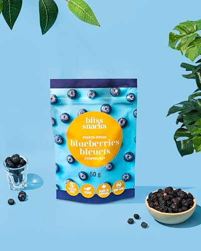 Bliss Snacks Freeze-Dried Blueberries, 2 x 50g - Canadian Distribution - Ships Free Within Canada on Orders Above CAD $199