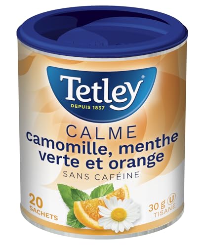 Tetley Calm Camomile, Spearmint & Orange Herbal Tea - 20 Tea Bags per Box, 6-Pack, Caffeine Free - Canadian Distribution - Ships Free Within Canada on Orders Above CAD $199