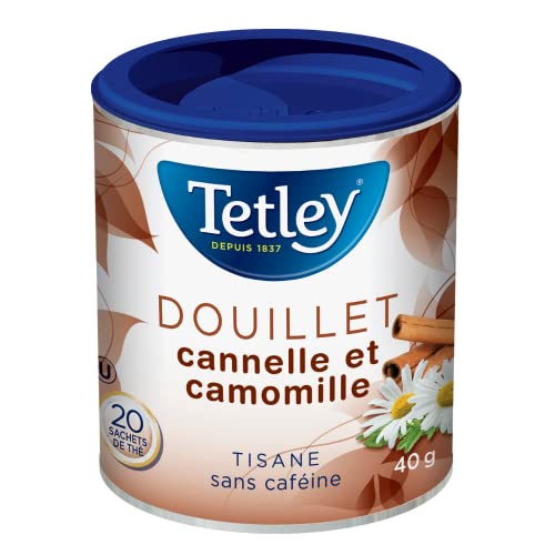 Tetley Cinnamon Camomile Herbal Tea – 20 Tea Bags per Box, 6-Pack Bundle, 40g, Caffeine-Free & Kosher - Canadian Distribution - Ships Free Within Canada on Orders Above CAD $199