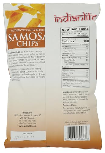 Indian Life Foods Samosa Chips, 2 x 6 Oz - Canadian Distribution - Ships Free Within Canada on Orders Above CAD $199