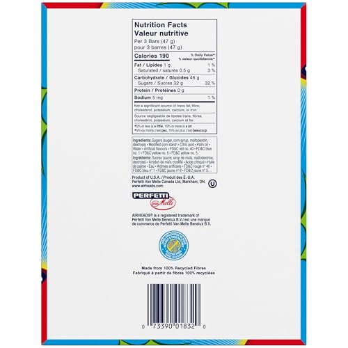 Airheads Sour Blue Blast Candy Bars - 2 x Pack of 36 (15.6g Each) - Canadian Distribution - Ships Free Within Canada on Orders Above CAD $199